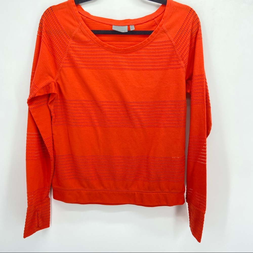 Athleta Orange Perforated Limitless Mesh Top Small - Picture 2 of 8